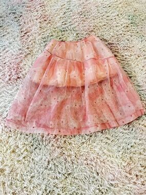 New Simone Rocha Floral Peach Tule Midi Skirt Size UK10